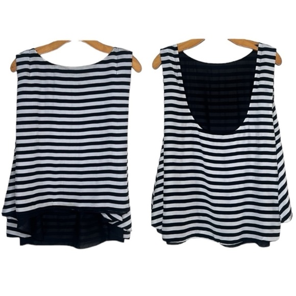 Norisol Ferrari Silk Striped Low Back Tank Blouse Blue Nautical Avant-garde MED - Picture 1 of 13